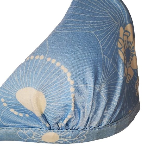 Vintage 60s 70s Pinup Retro Style Skirted Bikini Blue Halter Floral S/M READ - Picture 4 of 14